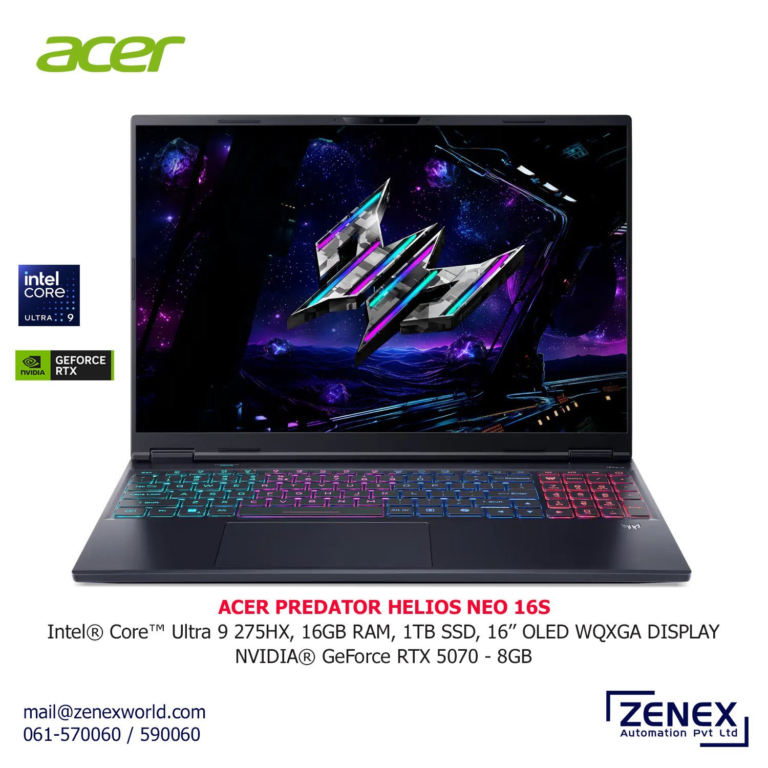 Zenex-Acer-Predator-Helios-Neo-16S-Intel-Ultra-7-RTX-5070-8GB_1.jpg ACER PREDATOR HELIOS NEO 16S AI INTEL ULTRA 9 275HX (RTX 5070 8GB) - Image 1