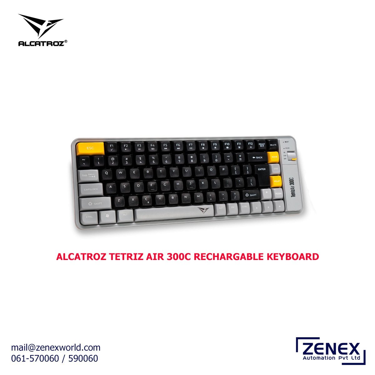 Zenex-Alcatroz-Tetriz-Air-300C-Rechargable-Keyboard_1.jpg ALCATROZ TETRIZ AIR 300C RECHARGABLE KEYBOARD - Image 1