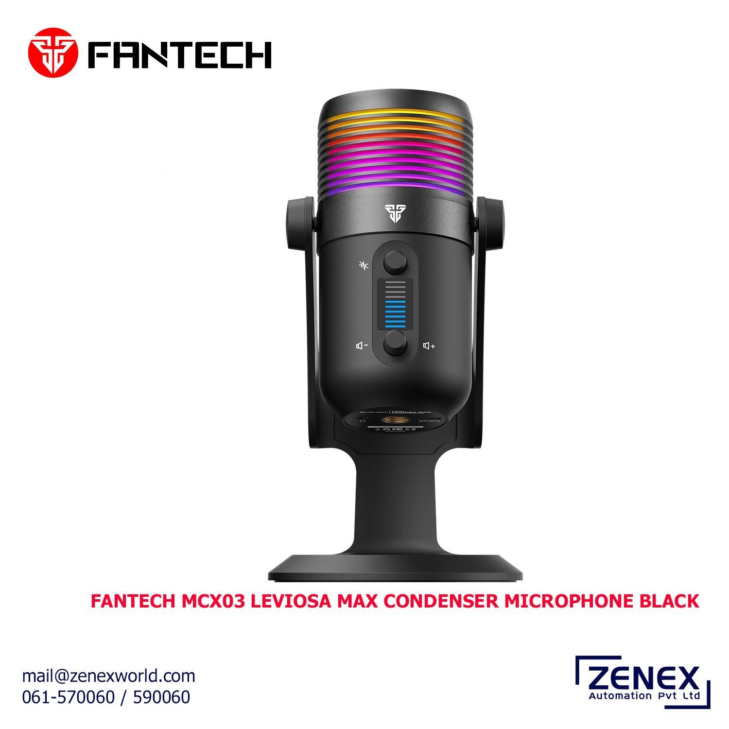 Zenex-Fantech-MCX03-Leviosa-Max-Microphone-Black_1.jpg FANTECH MCX03 LEVIOSA MAX CONDENSER MICROPHONE BLACK - Image 1