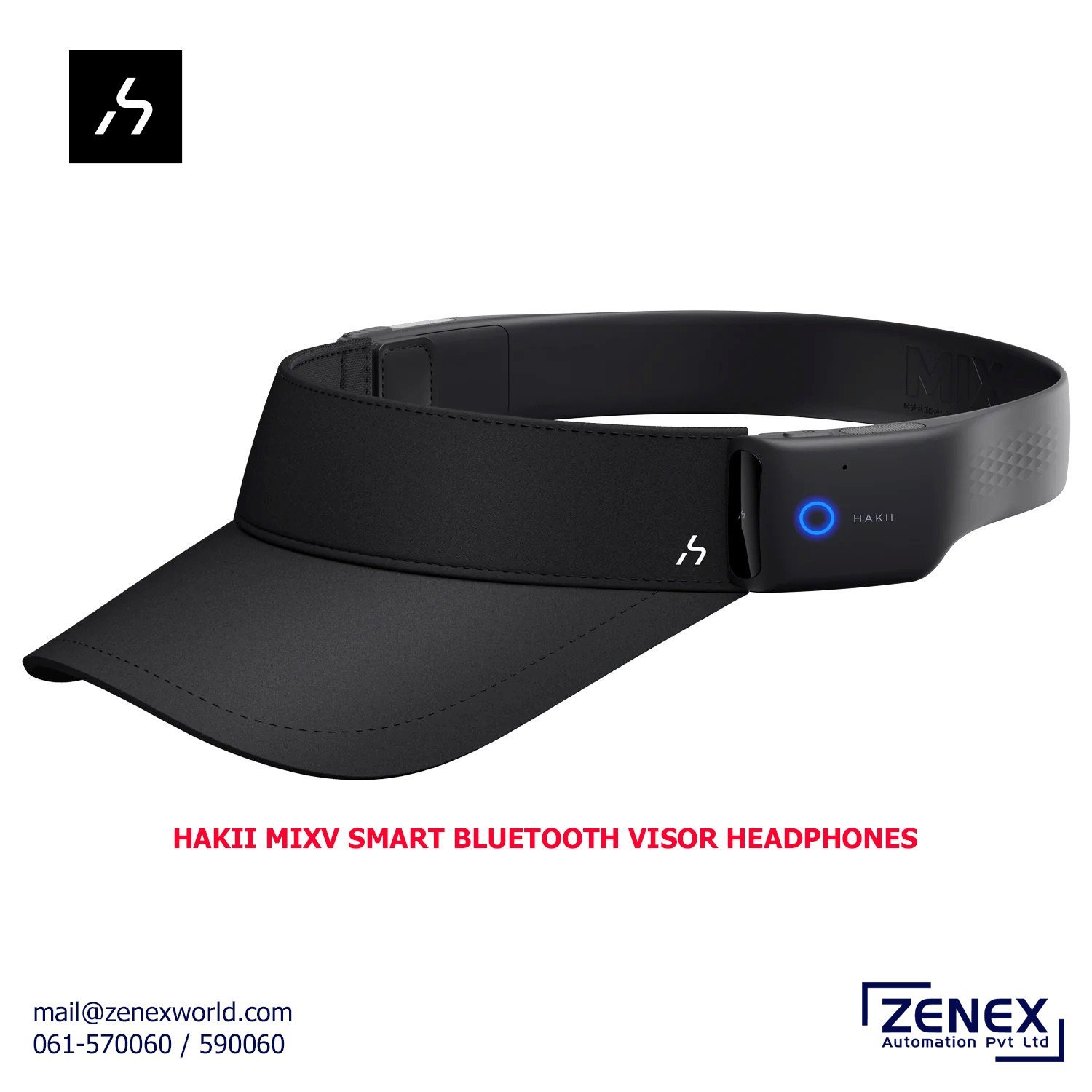 Zenex-HAKII-MIXV-Smart-Bluetooth-Visor-Headphones_1.jpg HAKII MIX OG WEARABLE SPORTS HEADPHONE - Image 1
