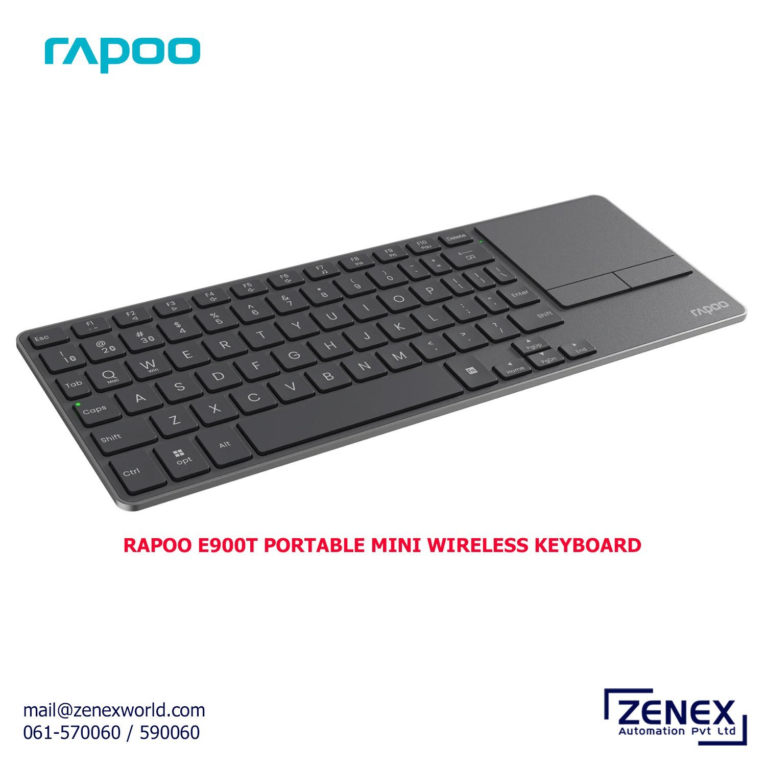 Zenex-Rapoo-E900T-Portable-Mini-Wireless-Keyboard_1.jpg RAPOO E900T PORTABLE MINI WIRELESS KEYBOARD - Image 1