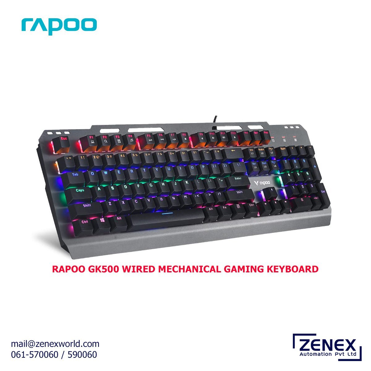 Zenex-Rapoo-GK500-Wired-Mechanical-Gaming-Keyboard_1.jpg RAPOO GK500 WIRED MECHANICAL GAMING KEYBOARD - Image 1