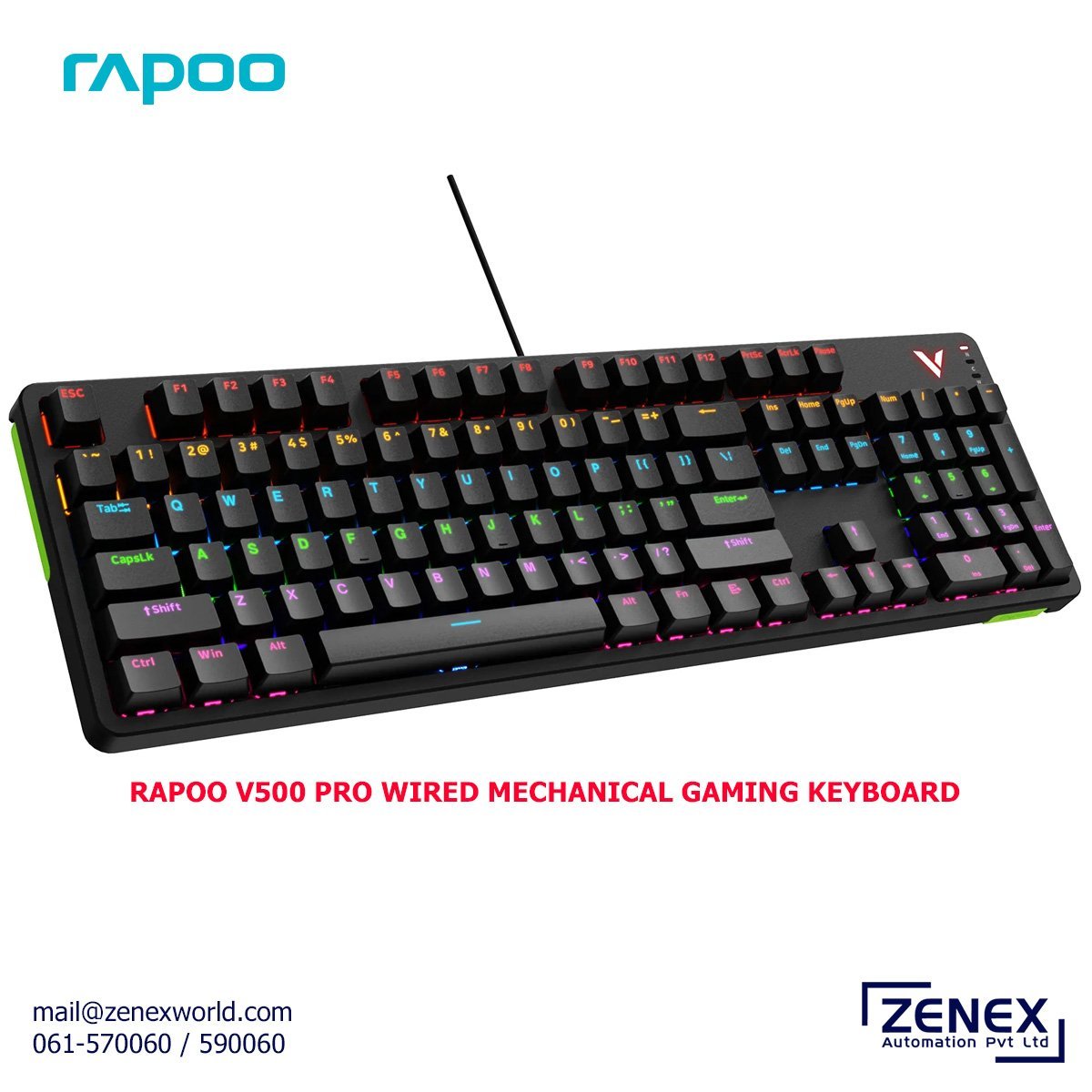 Zenex-Rapoo-V500-Pro-Wired-Mechanical-Gaming-Keyboard_1.jpg RAPOO V500 PRO WIRED MECHANICAL GAMING KEYBOARD - Image 1