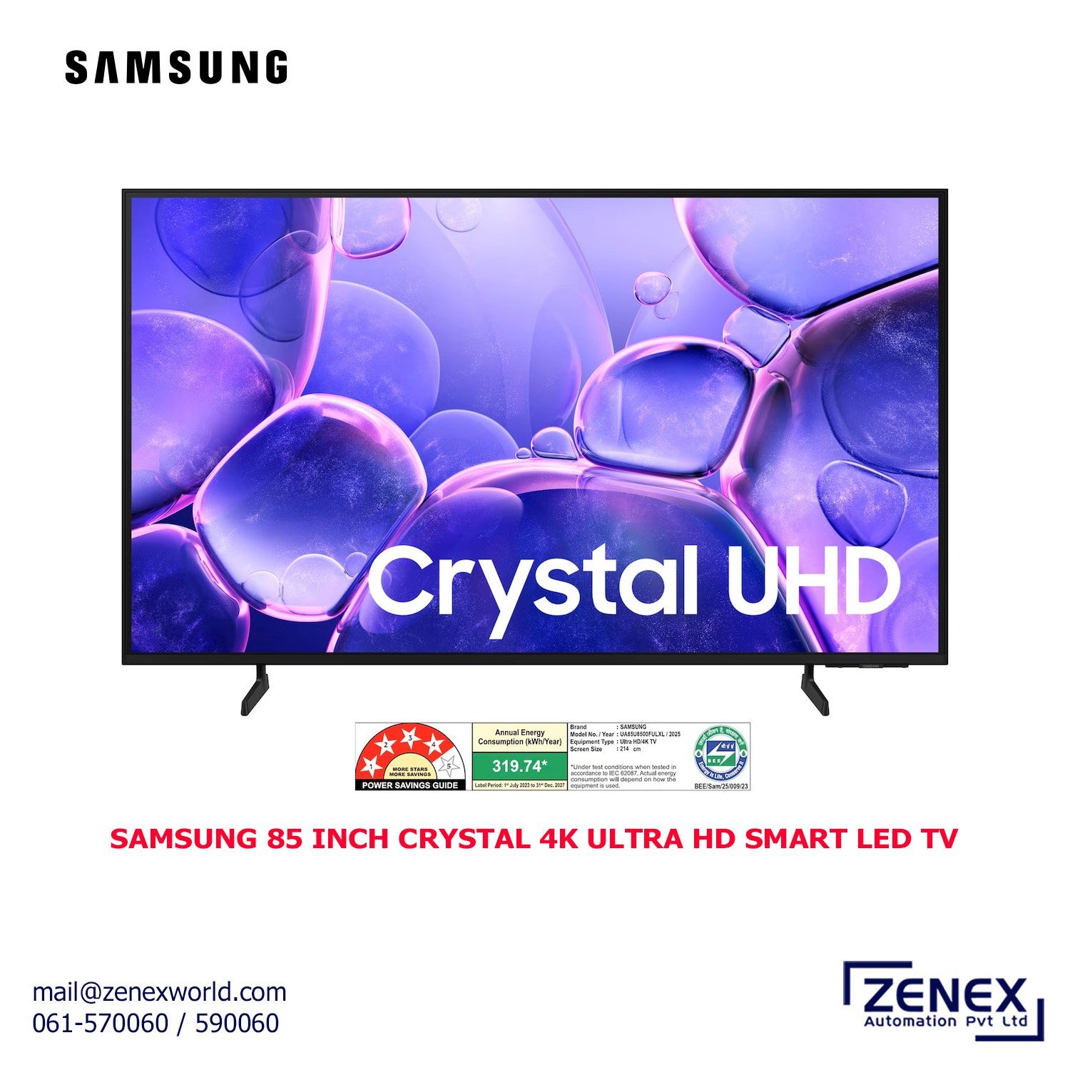 Zenex-Samsung-85-Inch-Crystal-4k-Ultra-Hd-Smart-LED-TV_1.jpg SAMSUNG 85 INCH CRYSTAL 4K ULTRA HD SMART LED TV - Image 1
