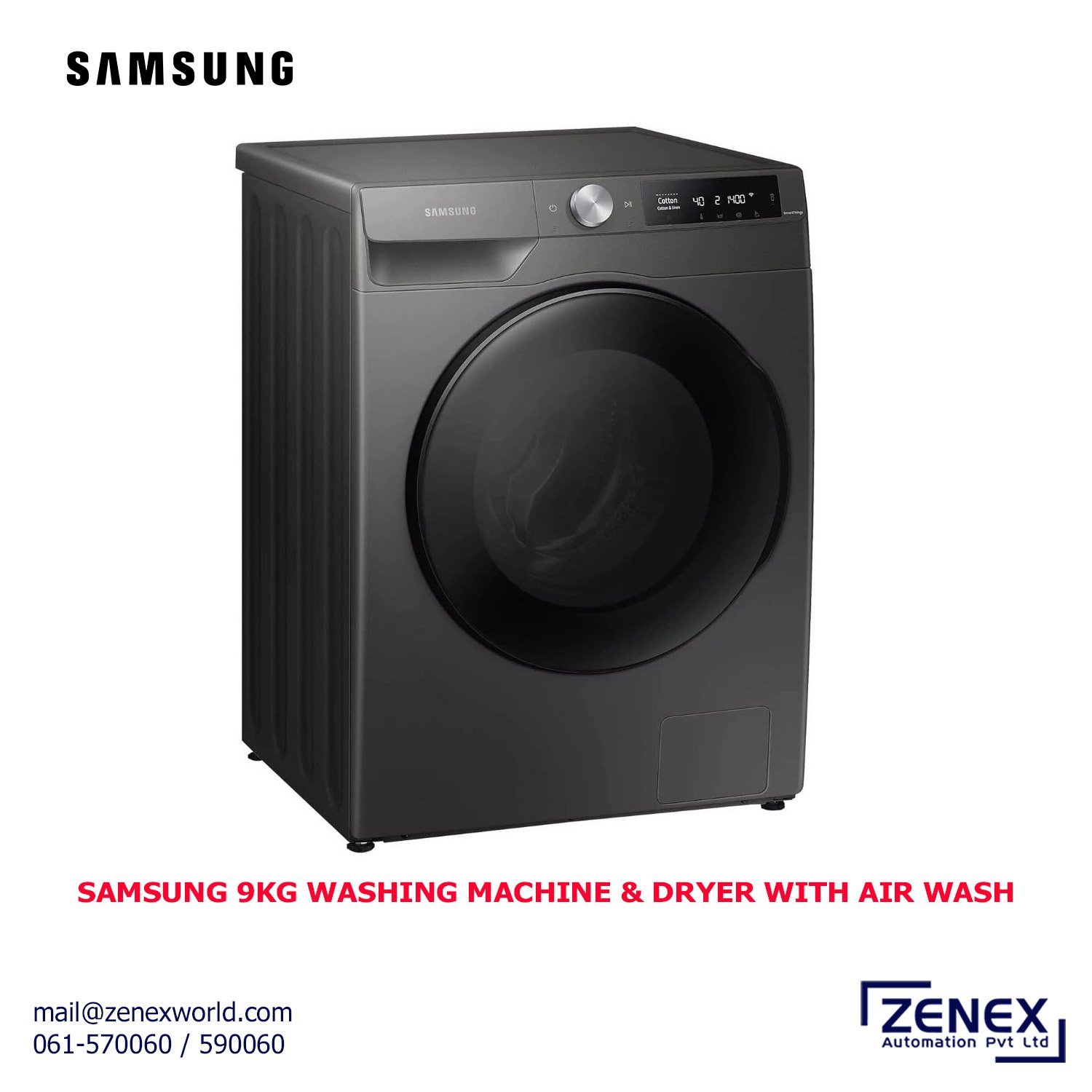 Zenex-Samsung-9kg-Washing-MachineDryer-With-Air-Wash_1.jpg SAMSUNG 9KG FRONT LOAD WASHING MACHINE DRYER WITH AIR WASH - Image 1