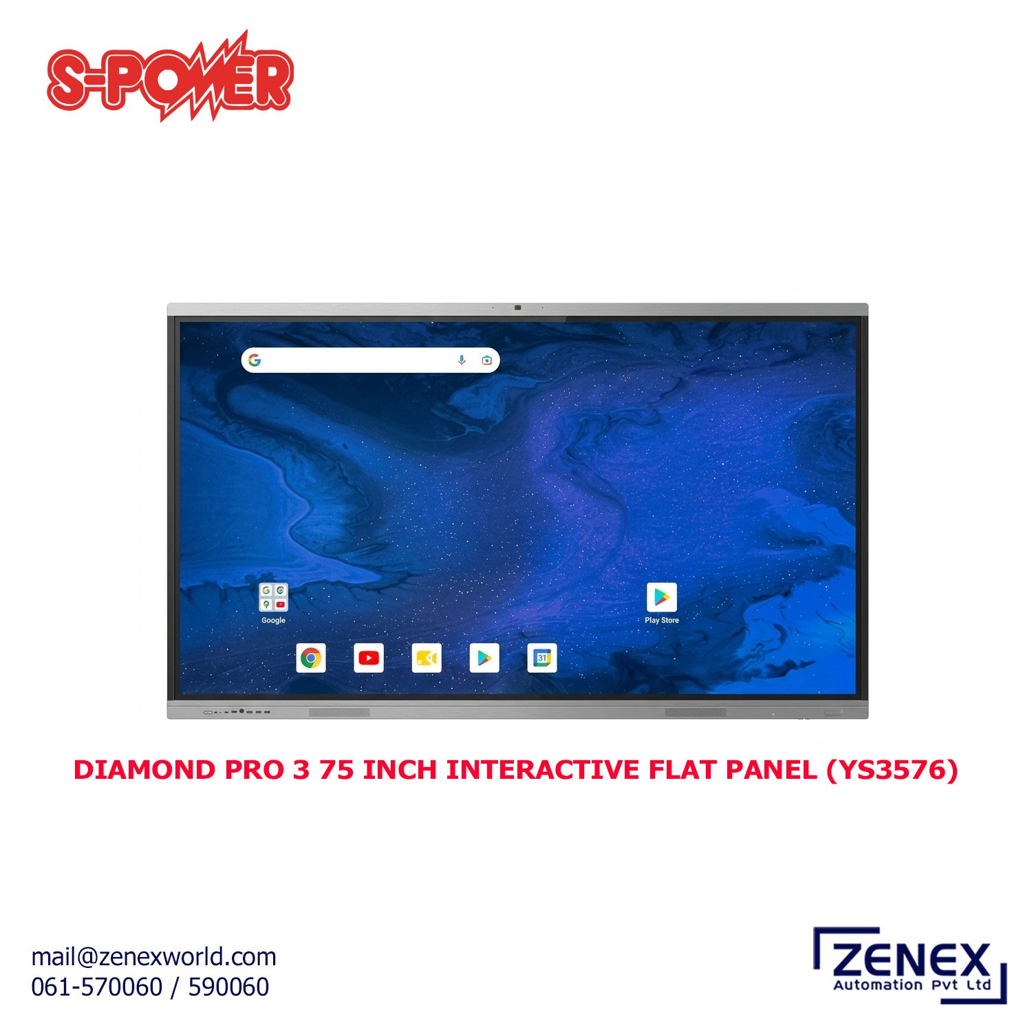 Zenex-Spower-Diamond-Pro3-75-Inch-Interactive-Flat-Panel-YS3576_1 S-POWER DIAMOND PRO 3 75 INCH INTERACTIVE FLAT PANEL (YS3576) - Image 1