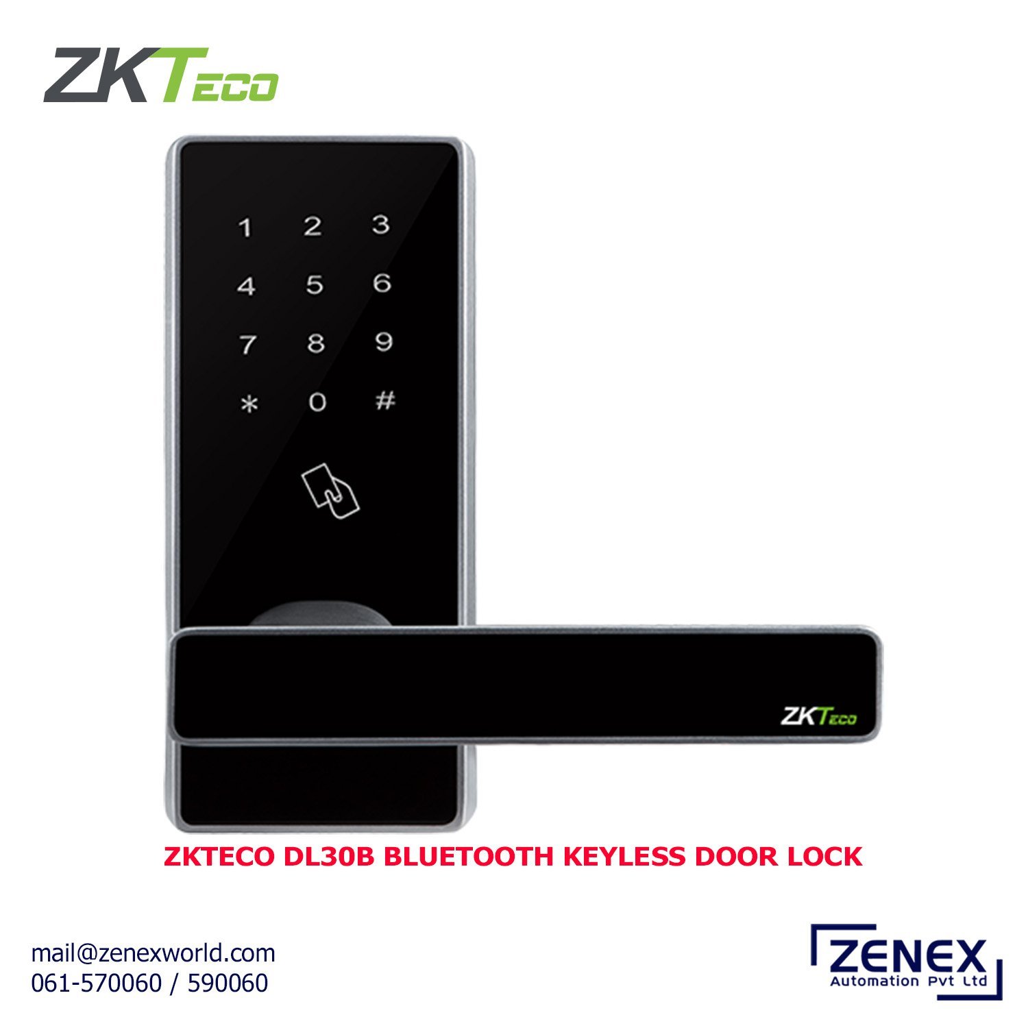 Zenex-ZkTeco-DL30B-Bluetooth-Keyless-Door-Lock_1.jpg ZKTECO DL30B BLUETOOTH KEYLESS DOOR LOCK - Image 1