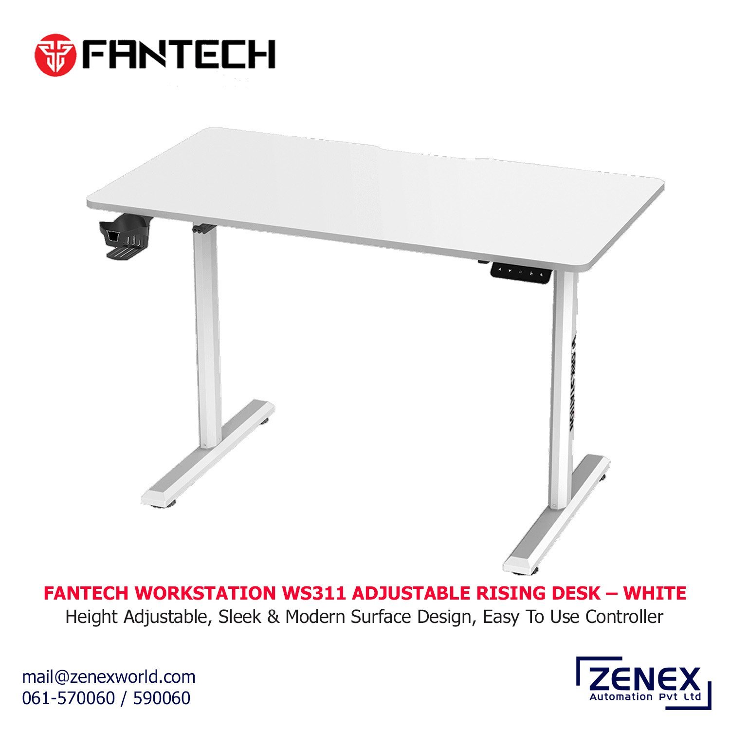Zenex-Fantech-Workstation-WS311-Adjustable-Rising-Desk-–-White_1-1.jpg FANTECH WORKSTATION ADJUSTABLE RISING DESK (WHITE) - Image 1