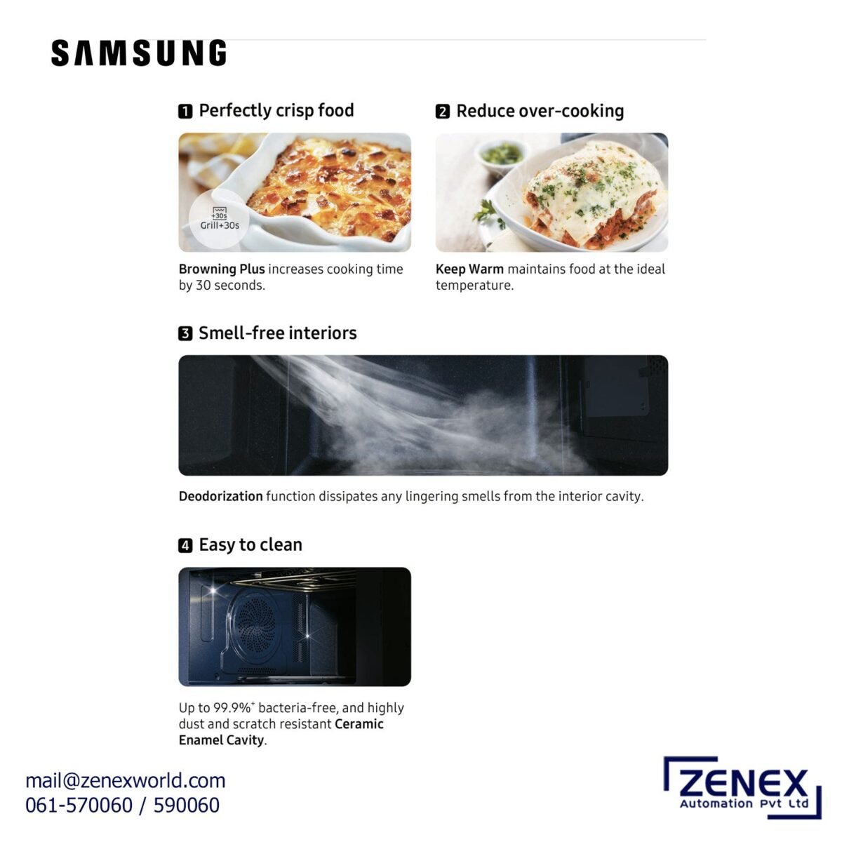 SAMSUNG 23L GRILL MICROWAVE OVEN (MG23A3515AK/IM) - Image 3