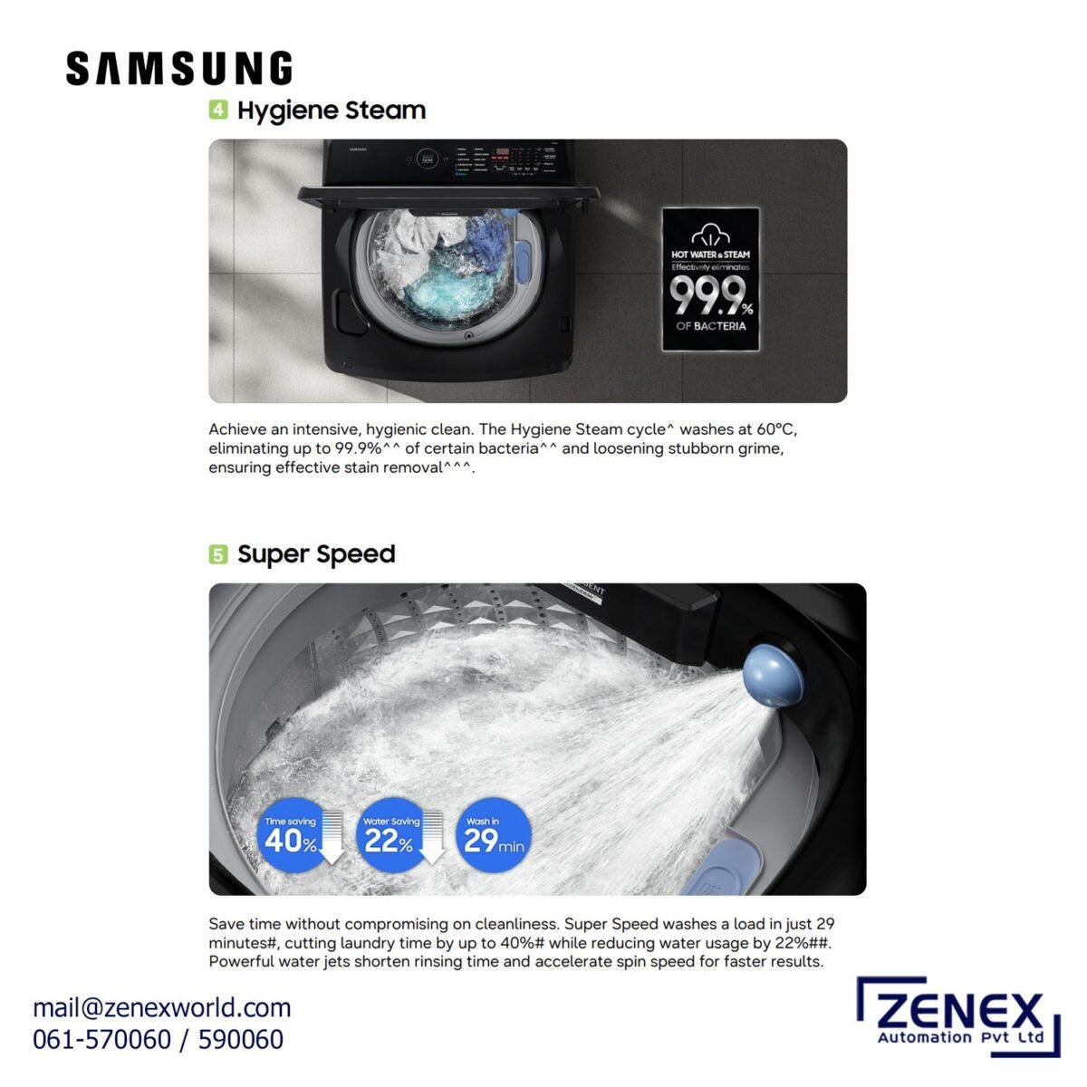 SAMSUNG 8KG TOP LOAD WASHING MACHINE (WA80F08S2BIM) - Image 4