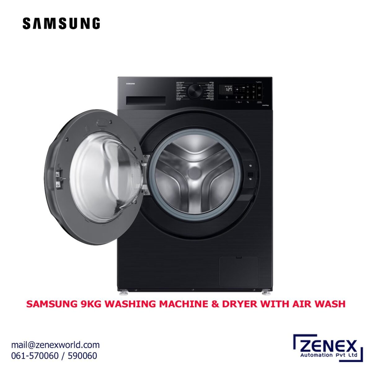 SAMSUNG 9KG FRONT LOAD WASHING MACHINE DRYER WITH AIR WASH (WD90T634DBN/SP)) - Image 3