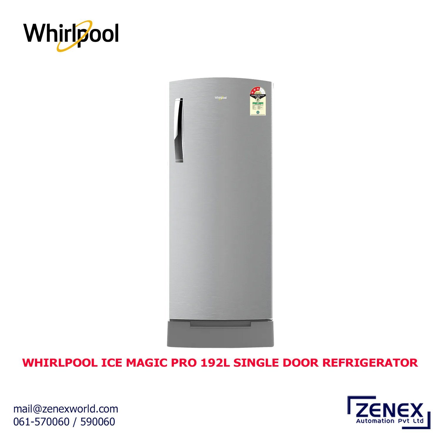 Zenex-Whirlpool-Ice-Magic-Pro-192L-Single-Door-Refrigerator-73675_1-1.jpg WHIRLPOOL ICE MAGIC PRO 192 LITRES SINGLE DOOR REFRIGERATOR (73675) - Image 1